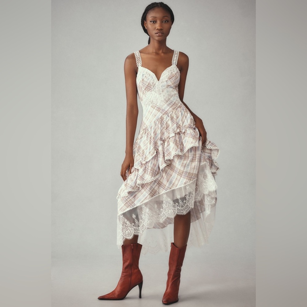 Anthropologie The Bobbi Asymmetrical Ruffle Tiered Midi Dress